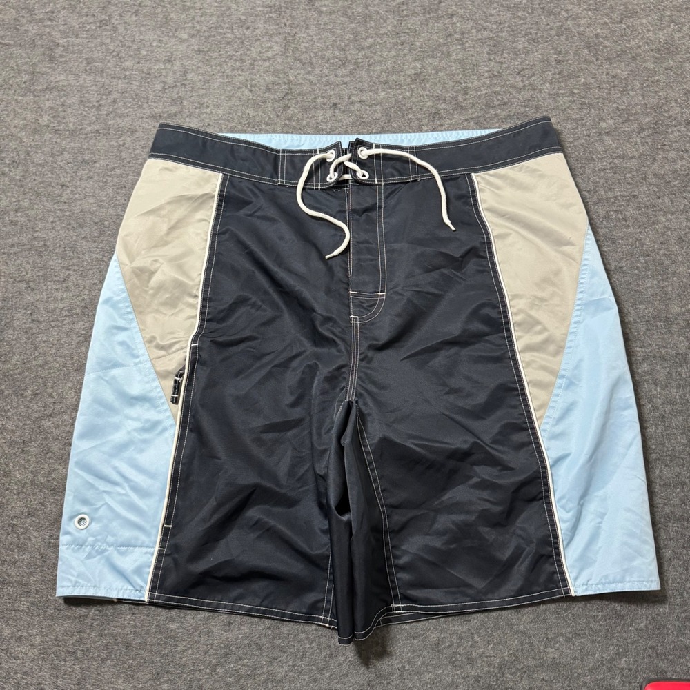 VTG 2005 Gap Board Shorts Mens 38 Navy Blue Colorblock Swim Trunks RN54023